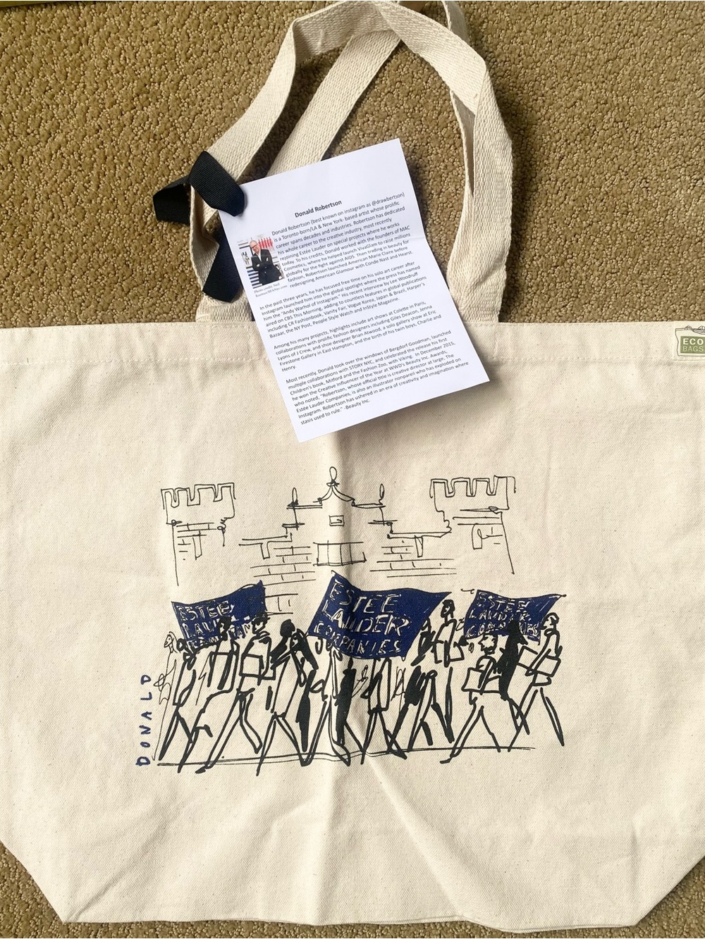 Donald “Drawbertson” Robertson Canvas Tote. NWT